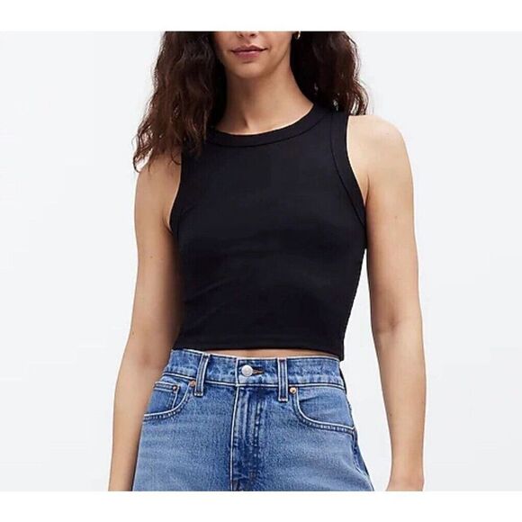 Madewell Tops - MADEWELL Crop Tank Women XS Supima Rib Sleeveless Top NEW Cotton Stretch NF469